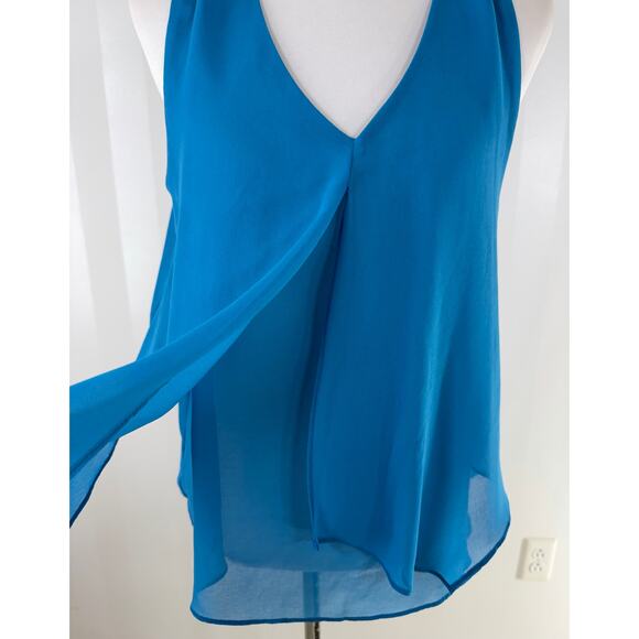 EAM Blue V Neck Sheer Top - Picture 6 of 10